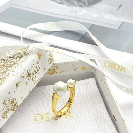 Christian Dior CD Double Pearl Open Ring