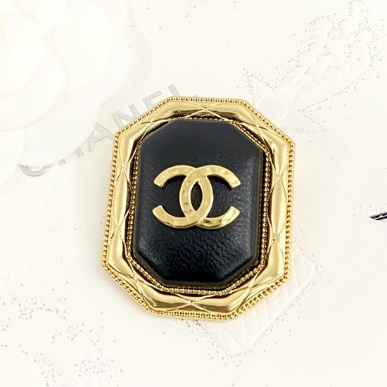 Chanel Vintage Leather Frame Brooch