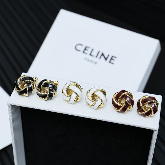 Celine Heart Knot Enamel Stud Earrings