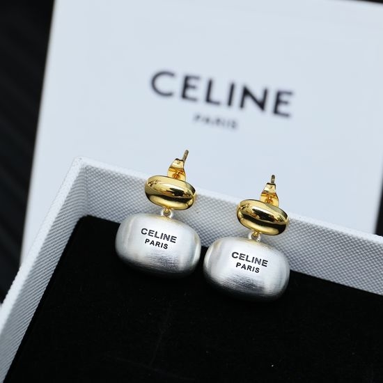 Celine Two Tone Pendant Vintage Earrings