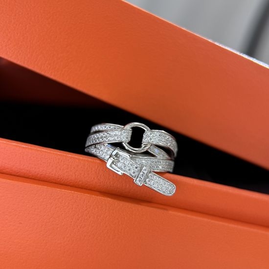 Hermes Buckle Design Silver Ring