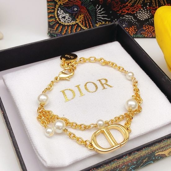 Christian Dior CD Double Layer Pearl Bracelet