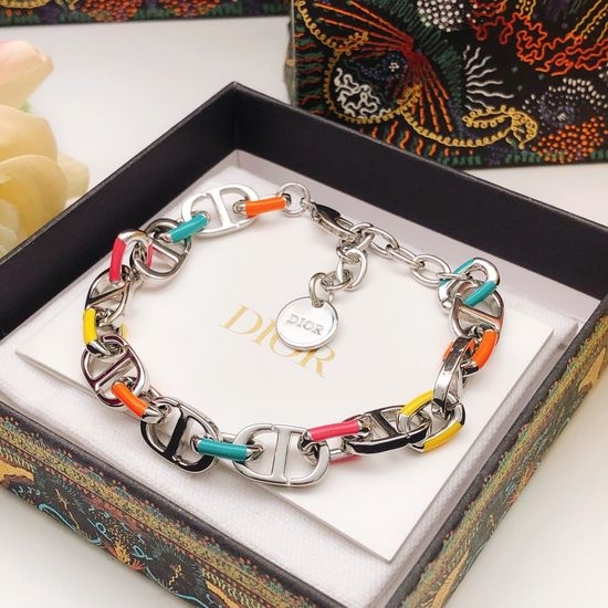 Christian Dior CD Colorful Enamel Pig Nose Bracelet