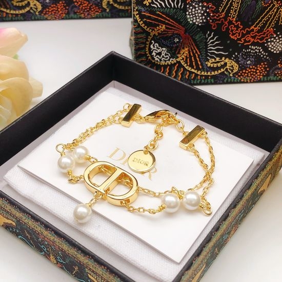 Christian Dior CD Classic Double Layer Brass Bracelet