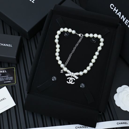 Chanel Bow Knot Pearl Necklace