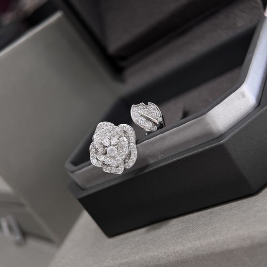 Christian Dior CD Rose Flower Vine Open Band Ring