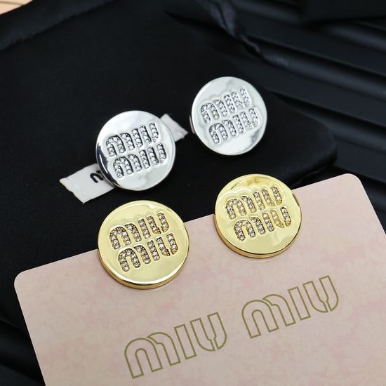 Miu Miu Full Diamond Round Stud Earrings
