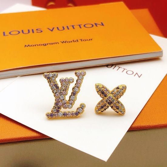 Louis Vuitton LV Asymmetric Color Diamond Flower Earrings