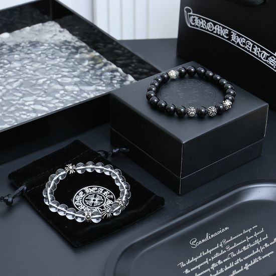 Chrome Hearts Natural Bead Silver Beaded Bracelet