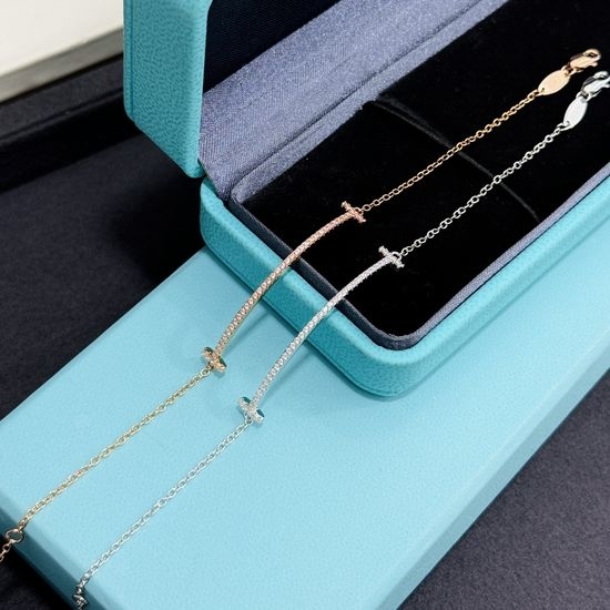 Tiffany & Co. Smile Full Diamond Double T Bracelet