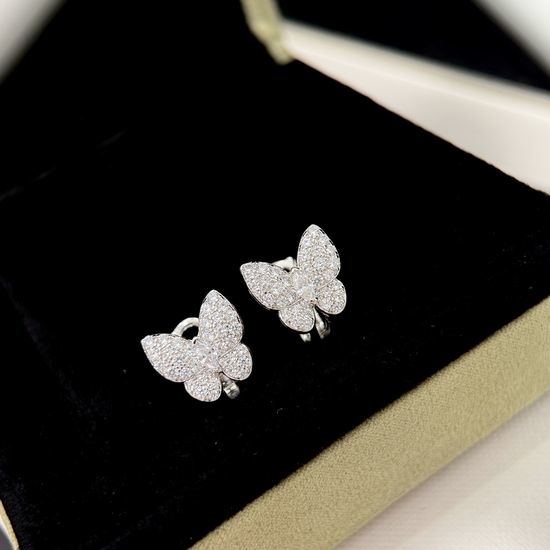 Van Cleef & Arpels VCA Full Diamond Butterfly Stud Earrings