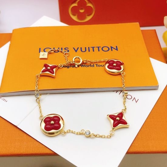 Louis Vuitton LV Red Mother of Pearl Brass Bracelet