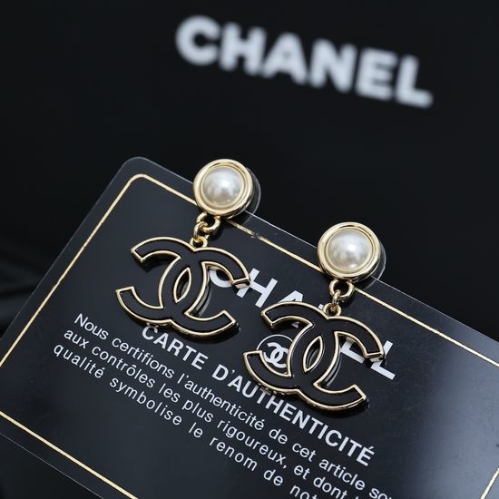 Chanel Pearl and Enamel Drop Earrings