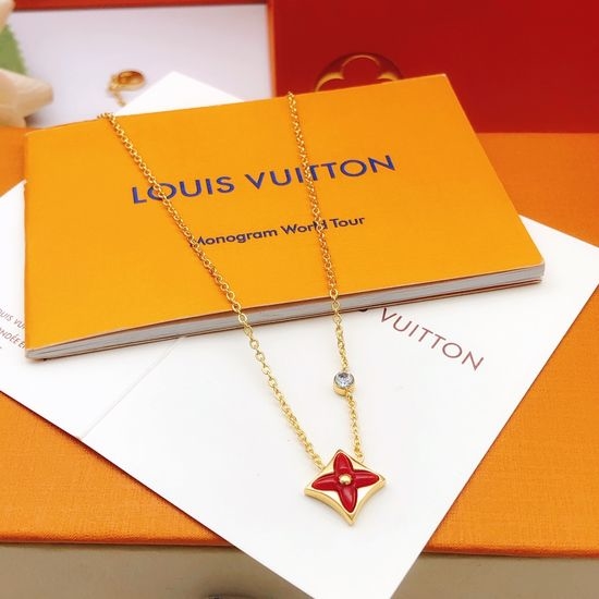 Louis Vuitton LV Red Mother-of-Pearl Pendant Necklace