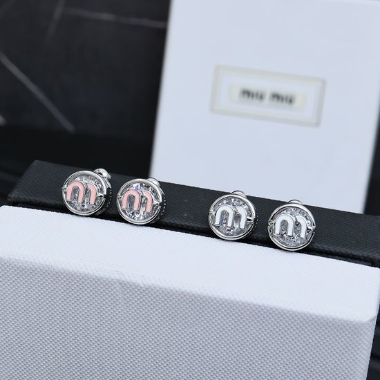 Miu Miu Enamel Round Small Stud Earrings Light Luxury Style
