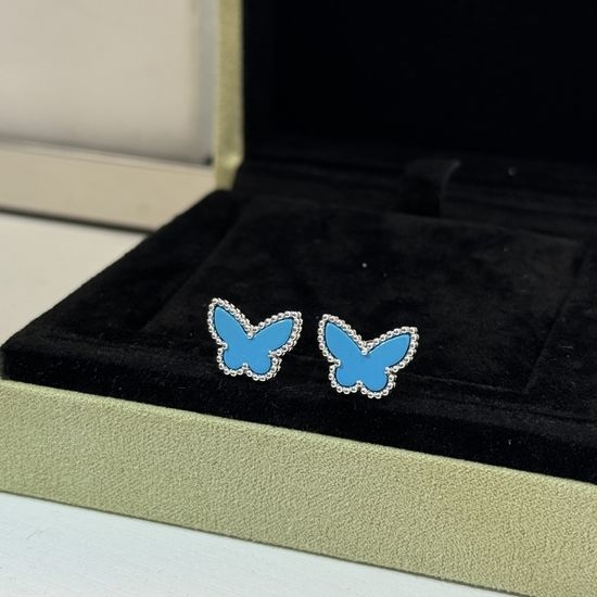 Van Cleef & Arpels VCA Turquoise Butterfly Sterling Silver Stud Earrings