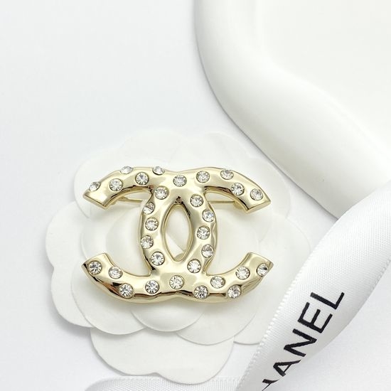 Chanel Textured Rhinestone Layered Classic Brooch