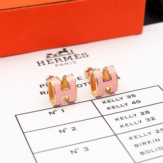 Hermes Premium Enamel Stud Earrings in Stock