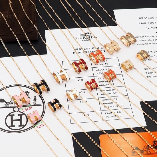 Hermes Classic Enamel Jewelry Set Earrings Necklace