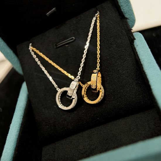 Cartier Full Diamond Double Ring Necklace