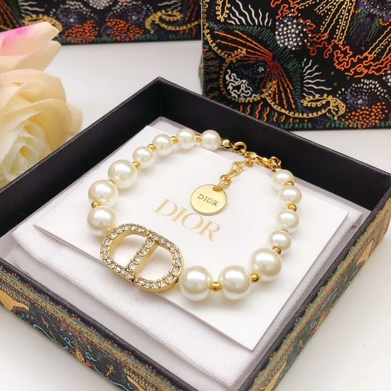 Christian Dior CD Cultured Pearl Beaded Bracelet