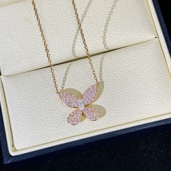 Van Cleef & Arpels VCA Butterfly Design High Carbon Diamond Necklace