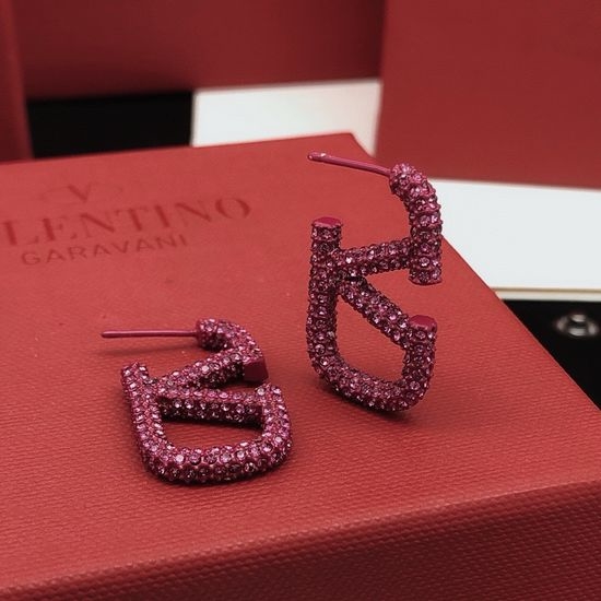 Valentino Small Purple Rhinestone Stud Earrings