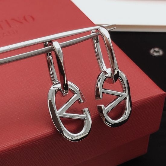 Valentino Shiny Silver Earrings with Brass