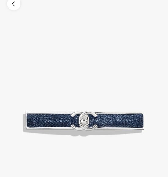 Chanel Denim Silver Buckle Hair Clip