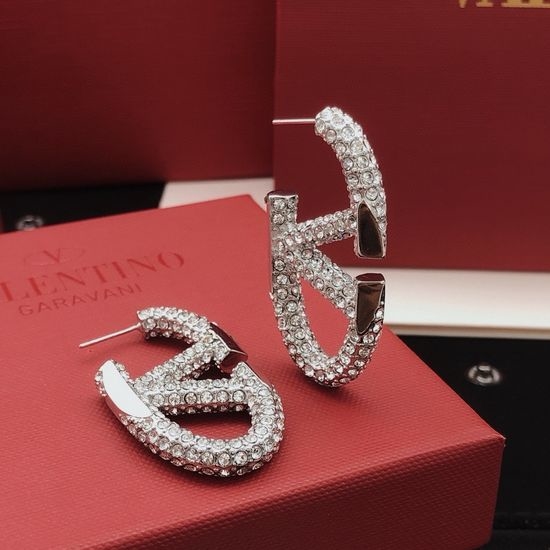 Valentino Silver Diamond Earrings with Brass