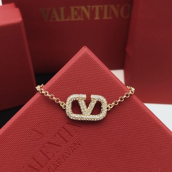 Valentino Diamond V-shaped Brass Bracelet