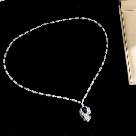 Bvlgari Silver Full Diamond Snake Necklace