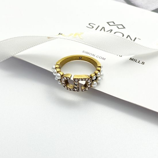 Christian Dior CD CD Letter Pearl Ring
