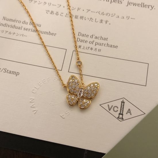 Van Cleef & Arpels VCA Sparkling Full Diamond Butterfly Necklace