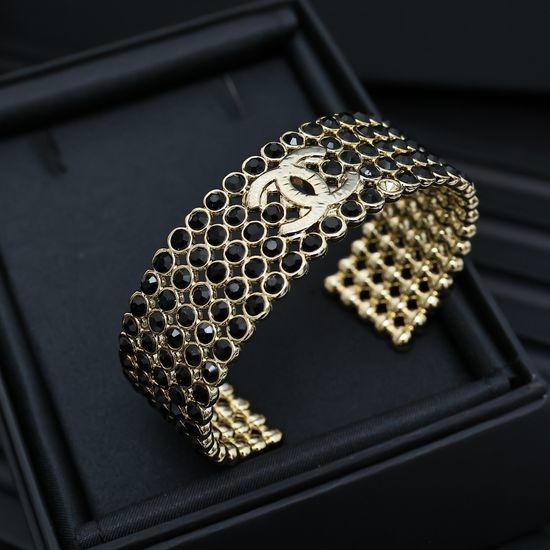 Chanel Diamond-Studded Wide Bangle