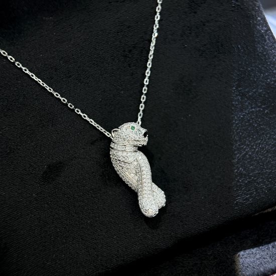 Cartier Full Diamond Leopard 925 Silver Necklace