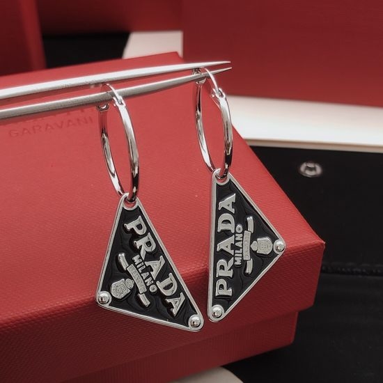 Prada Classic Triangle Hook Earrings