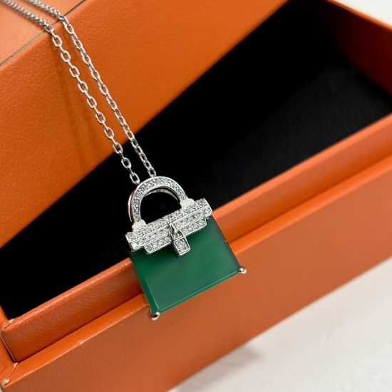Hermes Imperial Green Jade Pendant Necklace