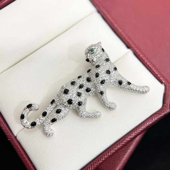 Cartier Diamond Encrusted Silver Leopard Brooch