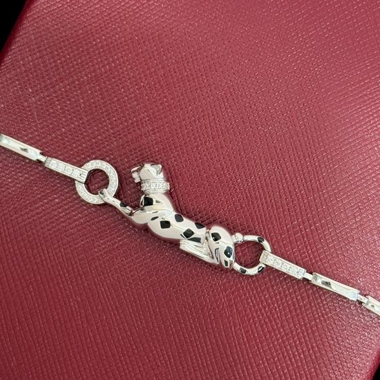 Cartier Full Diamond Panther Silver Gold Bracelet