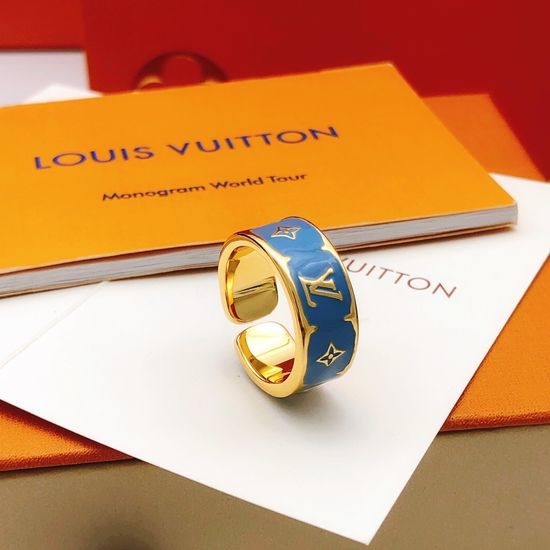 Louis Vuitton LV Blue Enamel Brass Ring