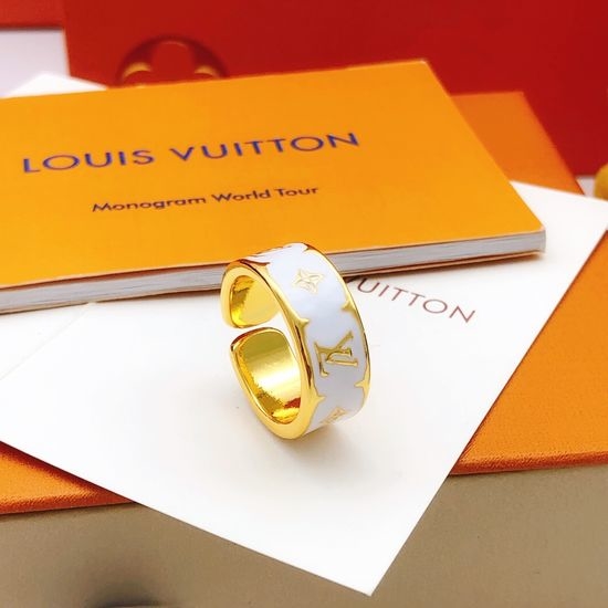 Louis Vuitton LV White Enamel Craft Fashion Ring