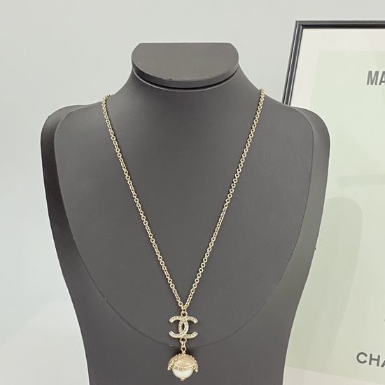 Chanel Pink Flower Pendant Necklace