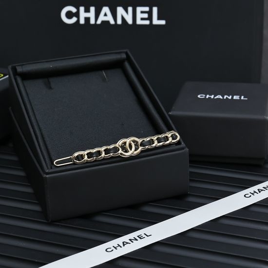 Chanel Leather Strap Logo Hair Clip