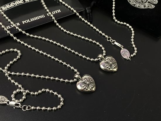 Chrome Hearts Heart Cross Pendant Long Chain Necklace