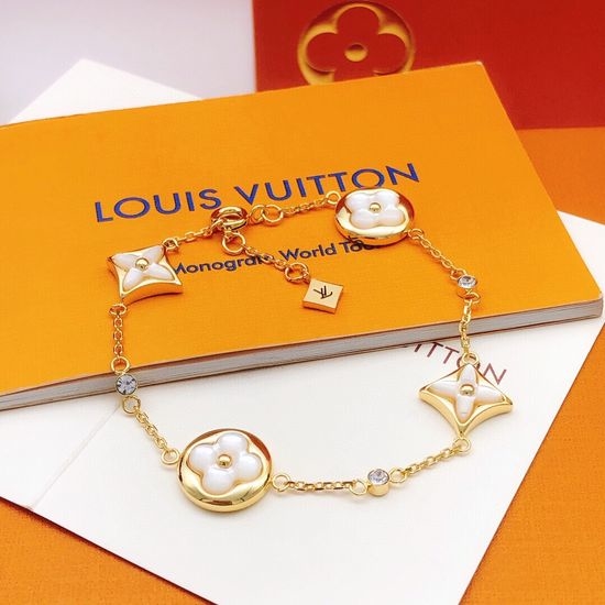 Louis Vuitton LV White Mother of Pearl Bracelet Brass