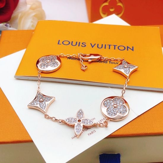 Louis Vuitton LV Rose Gold Flower Charm Bracelet