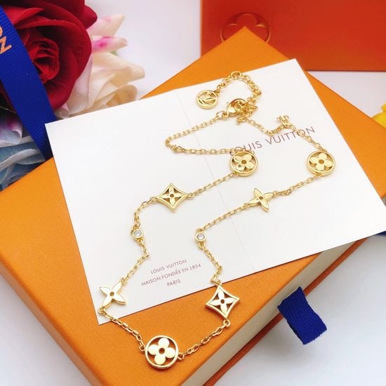 Louis Vuitton LV Glossy Gold Finish Pendant Necklace
