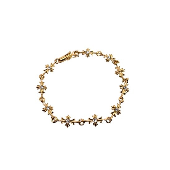 Chrome Hearts Gold Plated Cross Inlaid Bracelet