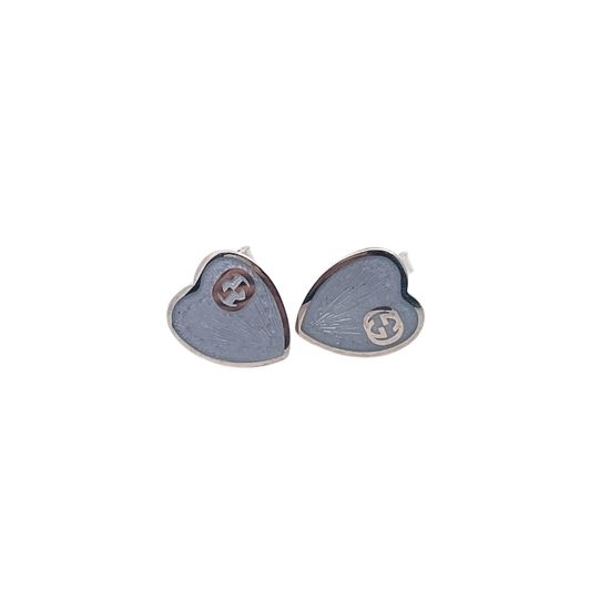 Gucci Sterling Silver Purple Enamel Heart Earrings